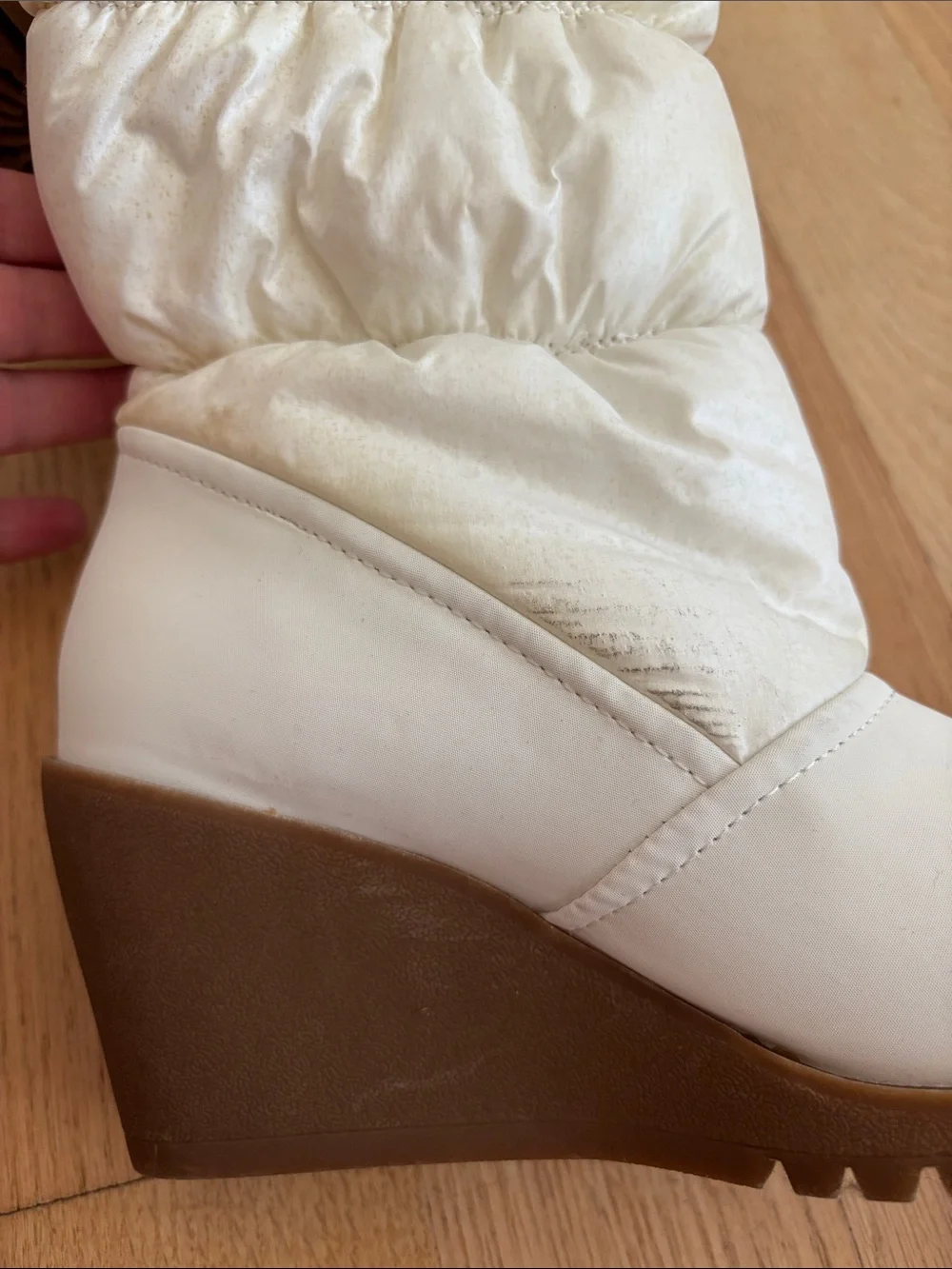 Mudd Cream Quilted Puffer Lace-Top Winter Boots